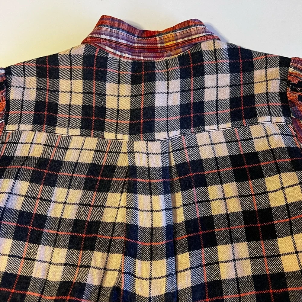 Free People Women’s Plaid Wool Blend Embroidered Long Sleeve Shirt Dress Sz S - Picture 11 of 13